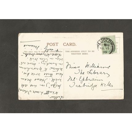 Genealogy Postcard Miss Williams The Library Mount Ephraim Tunbridge Wells Kent