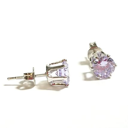 Purple Tanzanite Round White Gold Plated 6mm Stud Earrings