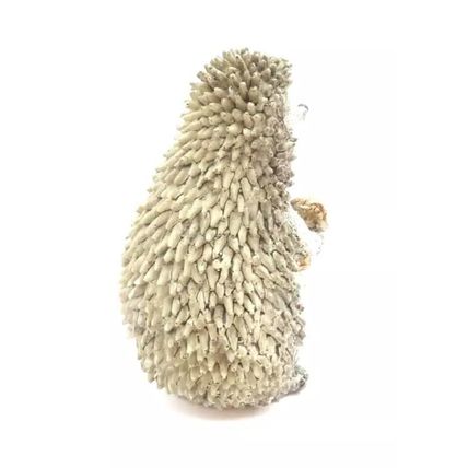Happy Hedgehog Figurine Ornament Holding a Mushroom 10 CM Gift Christmas
