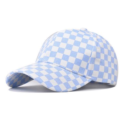 Checker Baseball Caps For Women Men Grid Lattice Casual Fitted Hat UK New