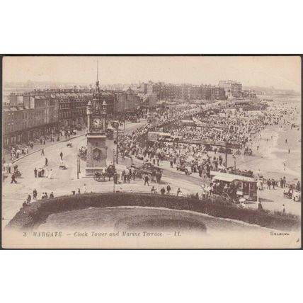 Clock Tower and Marine Terrace, Margate, Kent, 1920 - Lévy Postcard LL3