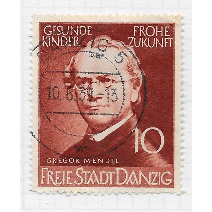 DANZIG 1939 GERMANY SCIENTISTS MENDEL USED 10pf nibbed perfs