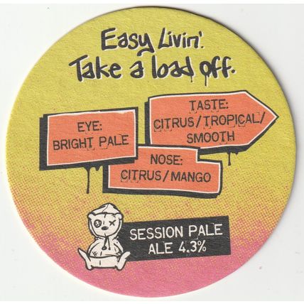 BEER MAT - TINY REBEL BREWERY - EASY LIVIN PALE - (Cat No 011) - (2019)