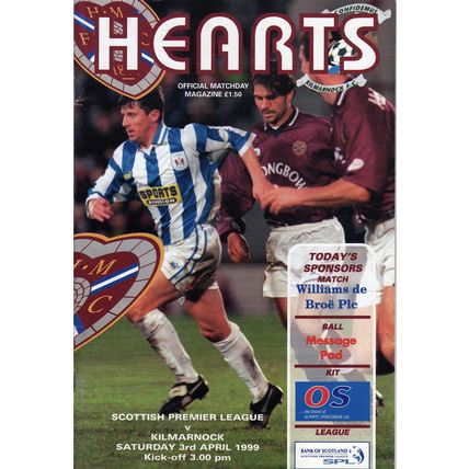Hearts v Kilmarnock (Premier League) Saturday 3 April 1999