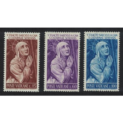 Vatican St Catherine of Siena's Canonisation 3v 1962 MNH SG#379-381 Sc#335-337