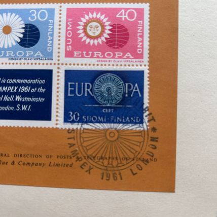 1961 FDC Europa Finland Suomi Finland stampex Westminster London RARE