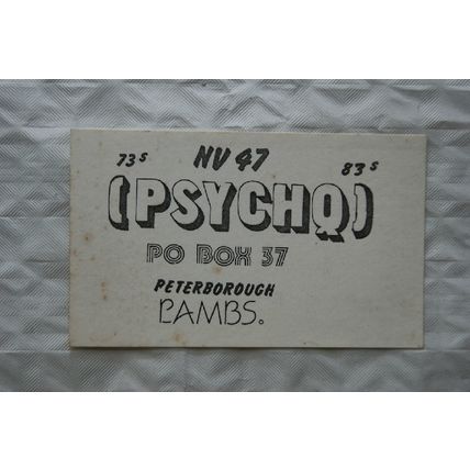1985 QSL Card NV 47 Psychq, Peterborough