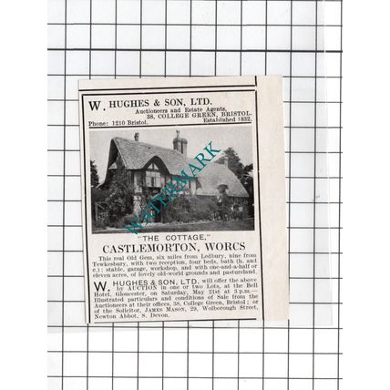 The Cottage Castlemorton Worcestershire - 1927 Small House Sale Advert