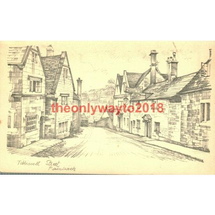 Tibbiwell Street, Painswick, Gloucs, Pencil Sketch Postcard