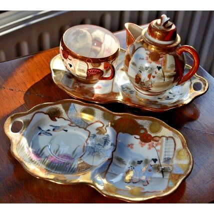 Antique Victorian JAPANESE TEA SET 1800s early 1900s Japan Oriental vintage