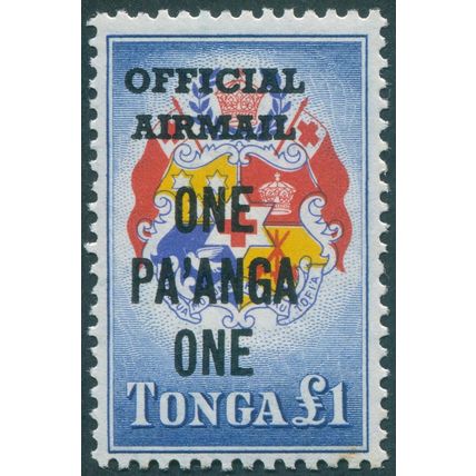 Tonga 1967 1p on £1 yellow, red & blue Official SGO24 unused