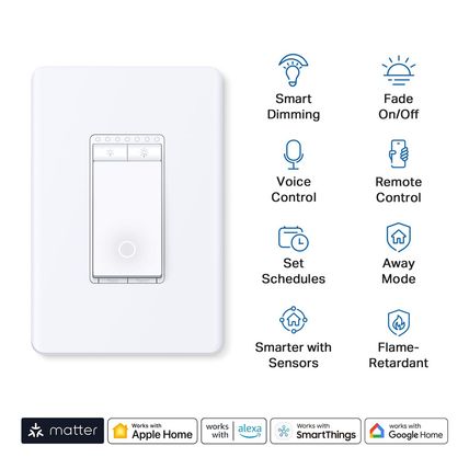 Tp-Link Tapo Matter Smart Dimmer Switch, Single Pole, Neutral Wiring & 2.4 Ghz W