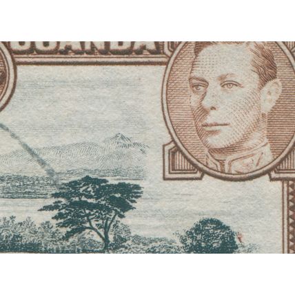 Kenya Uganda Tanganyika 1949 1s black & brown Mountain retouch SG145ac used