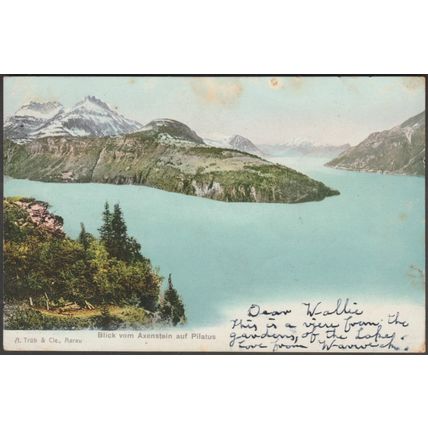 Blick vom Axenstein auf Pilatus, 1904 - Trüb AK