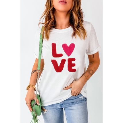 White Heart LOVE Graphic Valentines T Shirt