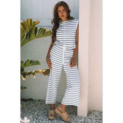 Sail Blue Casual Wide Leg 2pcs Pants Set
