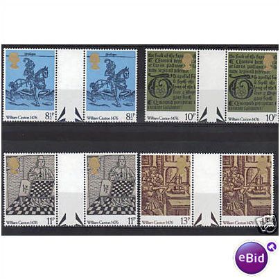 Great Britain 1976 Caxton Gutter Pair Unmounted Mint NHM SG 1014-1017 Sc 794-797