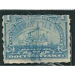 US DOCUMENTARY STAMP 1 cent BATTLESHIP (R163) 1898 used