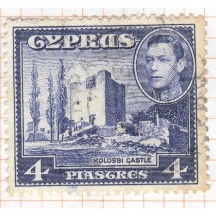 Cyprus 1938 - SG156b - 4pi blue - Kolossi Castle - used 2