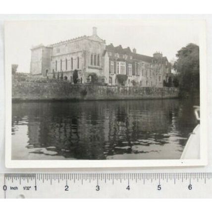 Original old photo - large house beside a river