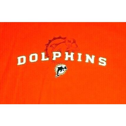 Miami Dolphins NFL Reebok Orange T-shirt Size L (T7J)