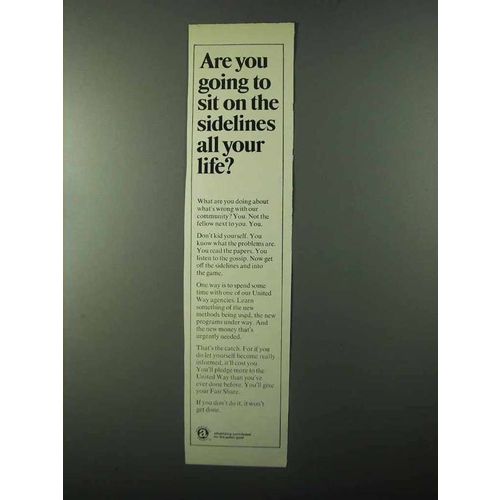 1971 United Way Ad - Sit On the Sidelines All Your Life