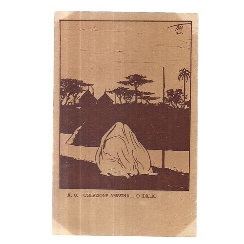 COLAZIONE ABISSINA.. O IDILLIO.. AFRICA unused vintage postcard by BOT