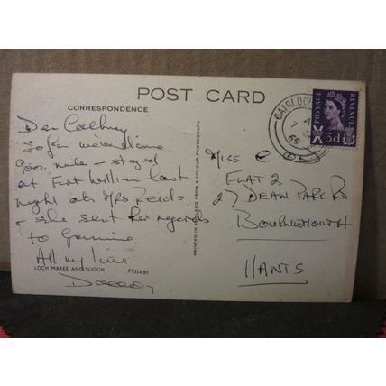 LOCH MAREE, SCOTLAND used postcard 1965 pm hand franked #