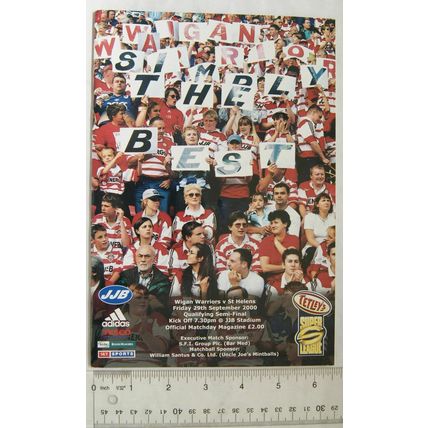 2000 programme Wigan Warriors v. St. Helens, 29/9