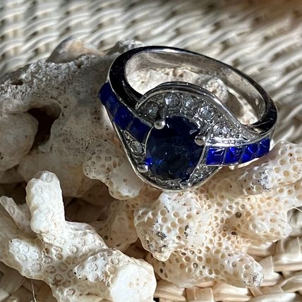 Ring 925 Sterling Silver Simulated Sapphire #514