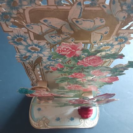 Antique Valentine Card Medium Embossed Lace Stand-up Victorian Era Vintage 2