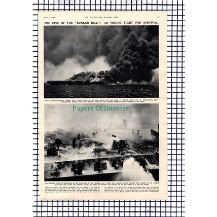 BUNKER HILL Ship American Aircraft Carrier Admiral Mitscher WW2 - 1945 Article