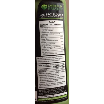 4 Emerald Harvest Cali Pro Grow A&B + Cali Pro Bloom A&B High-Yield Fertilisers