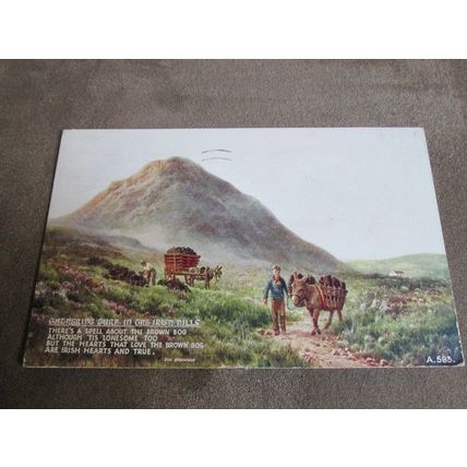 1950s Postcard - Gathering Turf in Irish Hills / Eire - Artist A583