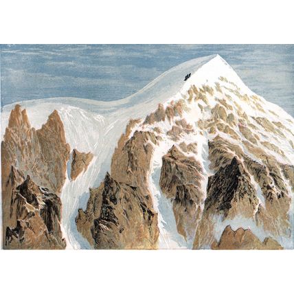 SUMMIT OF THE AIGUILLE VERTE 1880 Switzerland ANTIQUE CHROMOLITHOGRAPH
