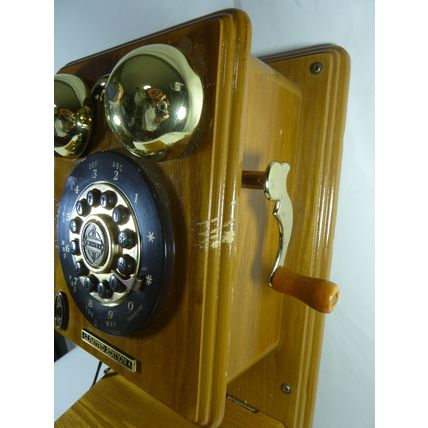 Crosley CR91W Solid Oak Home Telephone Phone Wall Mount Replica Rotary WORKS*