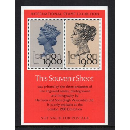 1980 - London Stamp Exhibition, Harrison & Sons Printed Souvenir Sheet, MNH