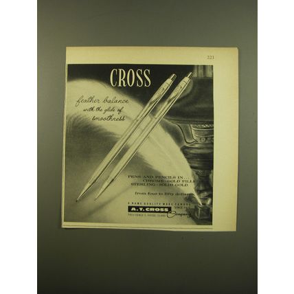 1961 A.T. Cross Pens and Pencils Ad - feather balance