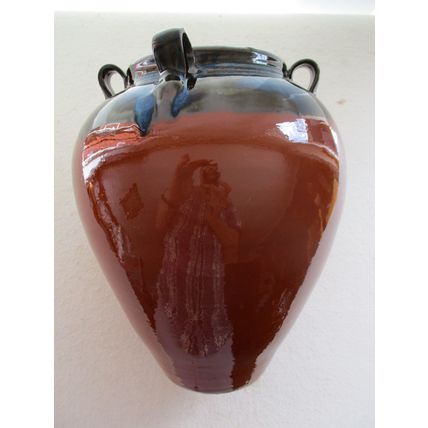 Large 29cm tall Spanish Olive Oil Jar in glazed terracotta
