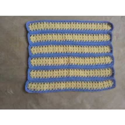 Brand New Crochet Doll Blanket Lavender & Lemon Stiped