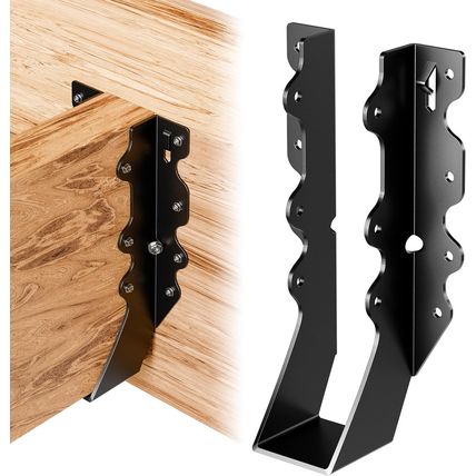 25 Pcs Black Joist Hangers 2X8, Rafter Brackets , Hurricane Straps for 2X8 Face