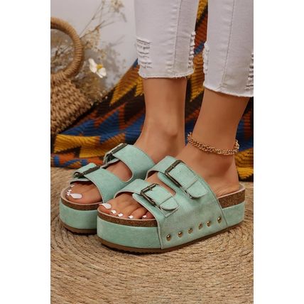 Suede Buckle Decor Footbed Sandal Slippers