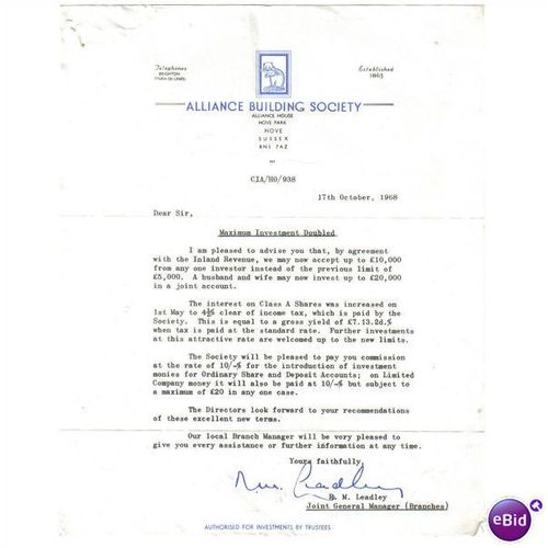 1968 ALLIANCE BUILDING SOCIETY HOVE SUSSEX 17OCT68