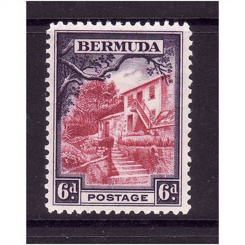 BERMUDA 1947 6d CLARET AND DULL VIOLET SG 104a M / MINT