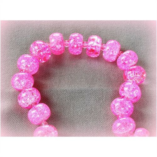 8 no. Round Pink Crackle Crystal Glass 15 mm Beads Crafts Jewellery Making 2108