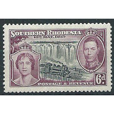 Southern Rhodesia 1937 SG3 6d Black & Purple Coronation Mounted Mint ... .
