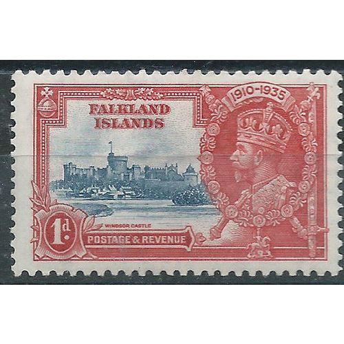 Falkland Islands 1935 SG139 1d Deep Blue & Scarlet Silver Jubilee Mounted Mint .