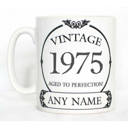 Vintage 1975 Aged To Perfection Mug PERSONALISED Wine Label Birthday Year Gift