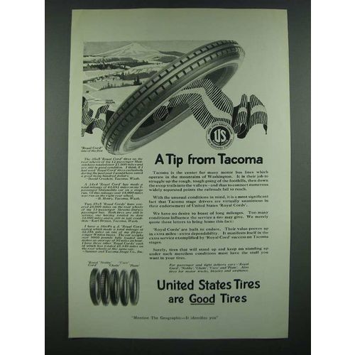 1919 United States Tires Ad - A Tip From Tacoma