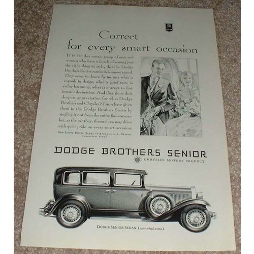 1929 Dodge Senior Sedan Ad, Smart Occasion!